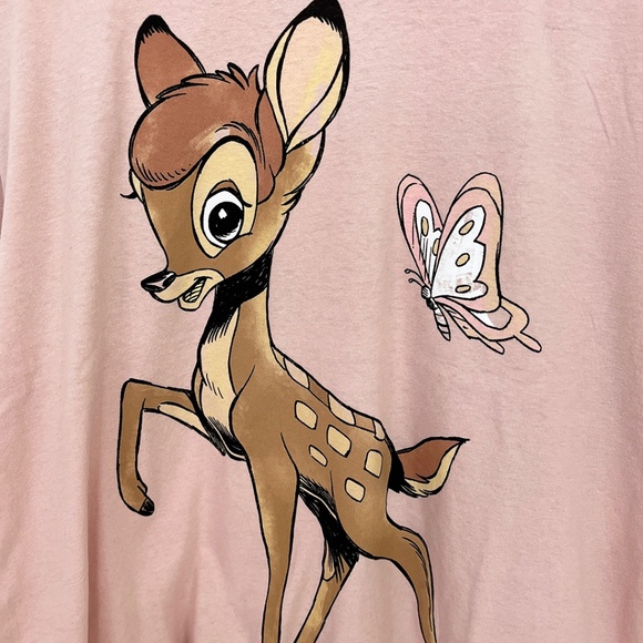 NWOT Disney Bambi & Butterfly Double-Sided Graphic T-Shirt Pink Women's XL - Picture 4 of 7